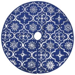 Berkfield Home Luxury Christmas Tree Skirt with Sock Blue 90 cm Fabric - thumbnail 3