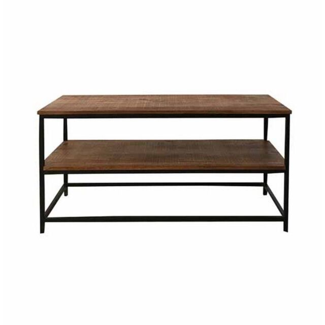 Jaipur Furniture Ltd Industrial Plasma TV Unit - Mango Wood/Iron - L45 x W110 x H55 cm - PP Sawn Finish in Brown - image 1