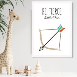 ARTZE Be Fierce Arrow Tribal Quote Framed Print SIZE: A2 with White Frame in Bright Blue - Size: A4 - thumbnail 2