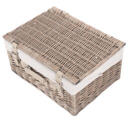 Red Hamper Wicker 40cm Antique Wash Picnic Basket with Cotton Lining in White - thumbnail 4