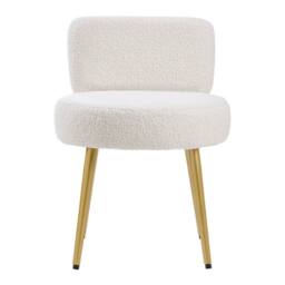 FORGEVIO Teddy Upholstery Dressing Table Stool Makeup Bedroom Rest Chair in Cream - thumbnail 3