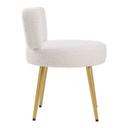 FORGEVIO Teddy Upholstery Dressing Table Stool Makeup Bedroom Rest Chair in Cream - thumbnail 5