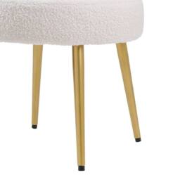 FORGEVIO Teddy Upholstery Dressing Table Stool Makeup Bedroom Rest Chair in Cream - thumbnail 6