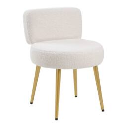 FORGEVIO Teddy Upholstery Dressing Table Stool Makeup Bedroom Rest Chair in Cream - thumbnail 4