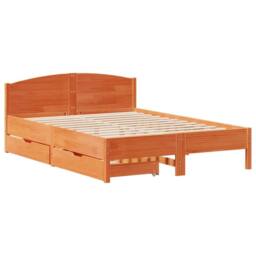 Berkfield Home Bed Frame without Mattress Wax Brown 160x200 cm Solid Wood Pine - thumbnail 3