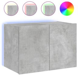 Berkfield Home TV Wall Cabinet with LED Lights Concrete Grey 60x35x41 cm - Size: 60 x 35 x 41 cm - thumbnail 2