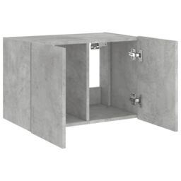 Berkfield Home TV Wall Cabinet with LED Lights Concrete Grey 60x35x41 cm - Size: 60 x 35 x 41 cm - thumbnail 7