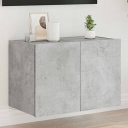 Berkfield Home TV Wall Cabinet with LED Lights Concrete Grey 60x35x41 cm - Size: 60 x 35 x 41 cm - thumbnail 1