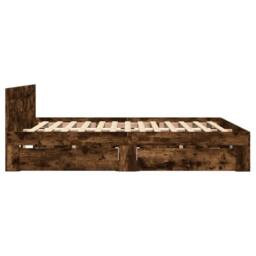 Berkfield Home Bed Frame with Headboard Frame Smoked Oak 120x190 cm Small Double in Brown - thumbnail 6