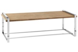 Orsina Coffee Table, Wooden Surface Display Table, Stainless Steel Decorative Coffee Table For Bedroom in Natural - thumbnail 5