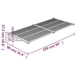 Berkfield Home Door Canopy Black & Transparent 239x90 cm Polycarbonate in Clear - thumbnail 6
