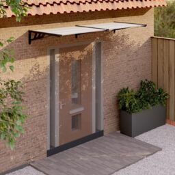 Berkfield Home Door Canopy Black & Transparent 239x90 cm Polycarbonate in Clear - thumbnail 1