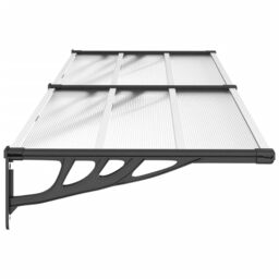 Berkfield Home Door Canopy Black & Transparent 239x90 cm Polycarbonate in Clear - thumbnail 4