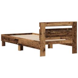 Berkfield Home Stunning Bed Frame with LED Lights Old Wood 75x190 cm Engineered Wood in Brown - thumbnail 9