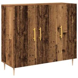 Berkfield Home Sideboard in Old Wood, 90x34x80 cm, Made of Engineered Wood in Brown - Size: 90 x 34 x 80 cm - thumbnail 3