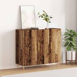 Berkfield Home Sideboard in Old Wood, 90x34x80 cm, Made of Engineered Wood in Brown - Size: 90 x 34 x 80 cm - thumbnail 4