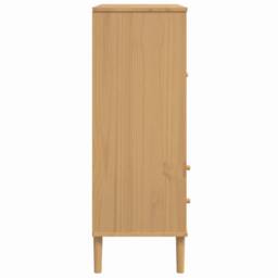Berkfield Home Highboard SENJA Rattan Look Brown 90x40x112cm Solid Wood Pine in Light Tan - Size: 90 x 40 x 112 cm - thumbnail 7