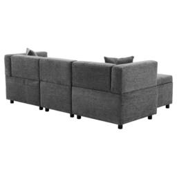 "BTM 80"" L-Shaped Sectional Sofa with Removable Storage Ottoman in Grey" - thumbnail 5