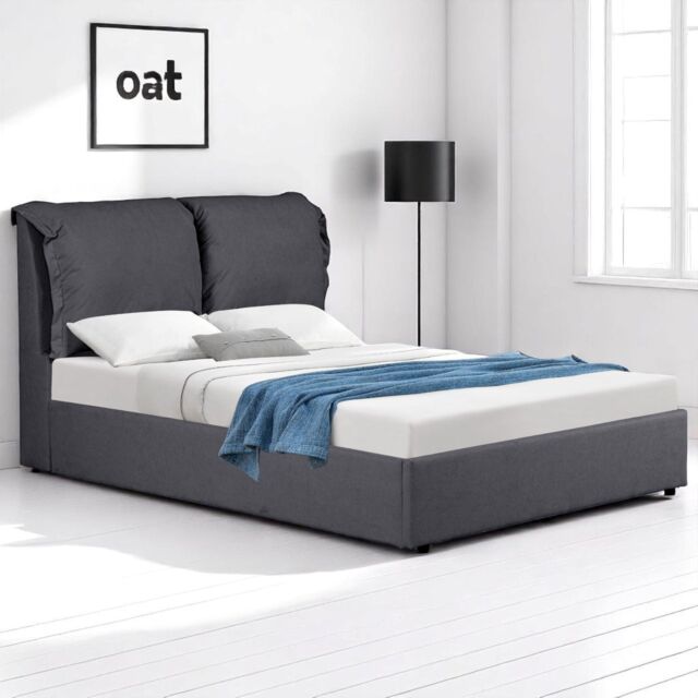 OAT Home Chester Pillowback Fabric Ottoman Storage Bed in Charcoal - Size: King - image 1
