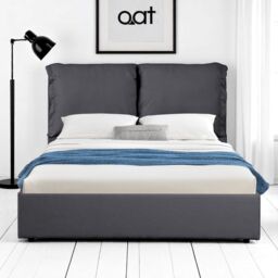 OAT Home Chester Pillowback Fabric Ottoman Storage Bed in Charcoal - Size: King - thumbnail 2