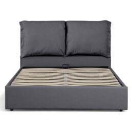 OAT Home Chester Pillowback Fabric Ottoman Storage Bed in Charcoal - Size: King - thumbnail 5