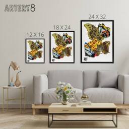 "Artery8 Papillons Bright Vintage Butterflies Framed Canvas Wall Art Print Seguy - Size: W12"" x H16""" - thumbnail 4
