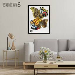 "Artery8 Papillons Bright Vintage Butterflies Framed Canvas Wall Art Print Seguy - Size: W12"" x H16""" - thumbnail 3
