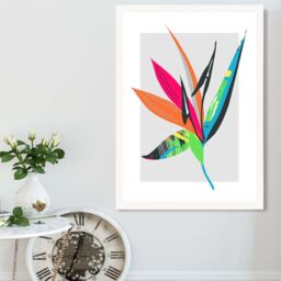ARTZE Tropical Flower Blue & Green Abstract Minimalist Framed Print SIZE: A3 with White Frame in Mid Blue - Size: A4 - thumbnail 2