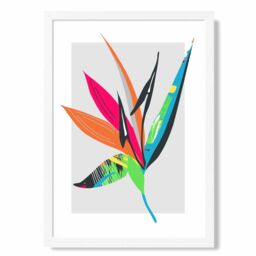 ARTZE Tropical Flower Blue & Green Abstract Minimalist Framed Print SIZE: A3 with White Frame in Mid Blue - Size: A4 - thumbnail 1