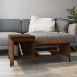 Berkfield Home Coffee Table Brown Oak 100x50x45 cm Engineered Wood - Size: 100 x 50 x 45 cm - thumbnail 3
