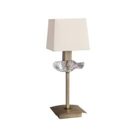 Netlighting Akira Table Lamp 1 Light E14 Antique Brass With Cream Shade