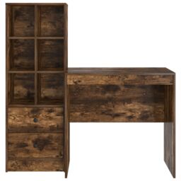 Berkfield Home Desk with Storage Smoked Oak Engineered Wood in Taupe - thumbnail 7