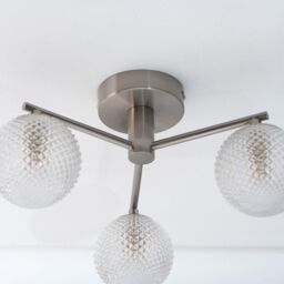 ValueLights Elle Brushed Chrome 3 Way IP44 Bathroom Glass Ceiling Light with LED Bulbs in Silver - thumbnail 3