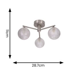 ValueLights Elle Brushed Chrome 3 Way IP44 Bathroom Glass Ceiling Light with LED Bulbs in Silver - thumbnail 6
