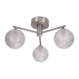 ValueLights Elle Brushed Chrome 3 Way IP44 Bathroom Glass Ceiling Light with LED Bulbs in Silver - thumbnail 5