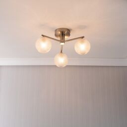 ValueLights Elle Brushed Chrome 3 Way IP44 Bathroom Glass Ceiling Light with LED Bulbs in Silver