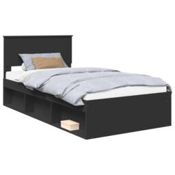 Berkfield Home Bed Frame with Headboard Black 100 x 200 cm Solid Pine Wood - thumbnail 2