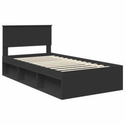 Berkfield Home Bed Frame with Headboard Black 100 x 200 cm Solid Pine Wood - thumbnail 4