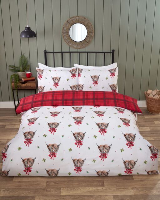Rapport Home Fergus Microfibre Checkered Reversible Duvet Cover Set with Pillowcase - Size: Double - image 1
