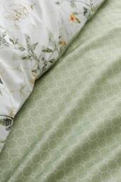 Appletree 'Floral Trellis' 100% Cotton Sateen Duvet Cover Set in Green - Size: Double - thumbnail 4