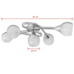 Berkfield Home Ceiling Lamp with Glass Shades for 5 E14 Bulbs in White - thumbnail 5