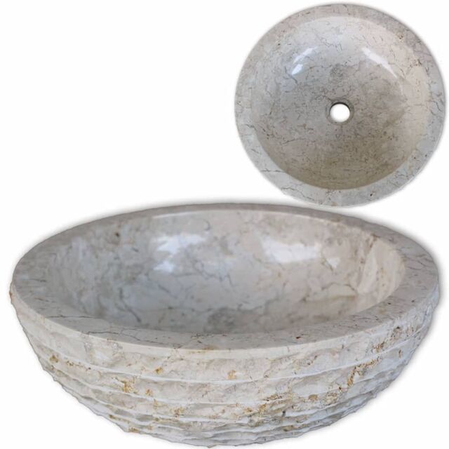 Berkfield Home Basin Marble 40 cm Cream - image 1