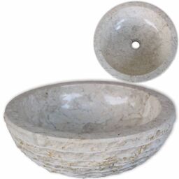 Berkfield Home Basin Marble 40 cm Cream - thumbnail 1