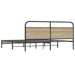 Berkfield Home Metal Bed Frame without Mattress Smoked Oak 200x200 cm in Brown - thumbnail 7