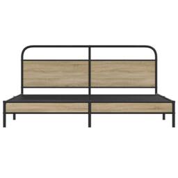 Berkfield Home Metal Bed Frame without Mattress Smoked Oak 200x200 cm in Brown - thumbnail 5