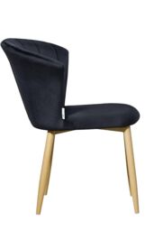 Life Interiors Set of 4 Elsa Velvet Dining Chairs with Wooden Legs, Curved Back & Comfortable Seating in Black - thumbnail 3