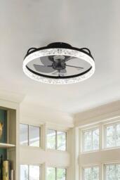 Modern Round Crystal Ceiling Fan Light