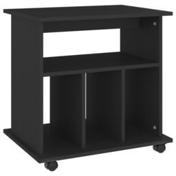 Berkfield Home Rolling Cabinet Black 60x45x60 cm Engineered Wood - Size: 60 x 45 x 60 cm - thumbnail 2