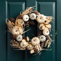 Scottish Everlastings Ltd 45cm Premium Pumpkin Wreath Naturals in Beige - thumbnail 1