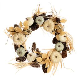 Scottish Everlastings Ltd 45cm Premium Pumpkin Wreath Naturals in Beige - thumbnail 3